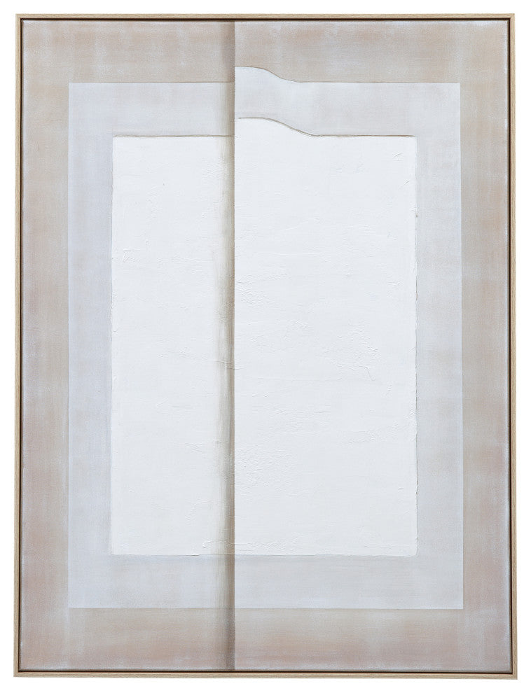 Fold II Framed Canvas Taupe
