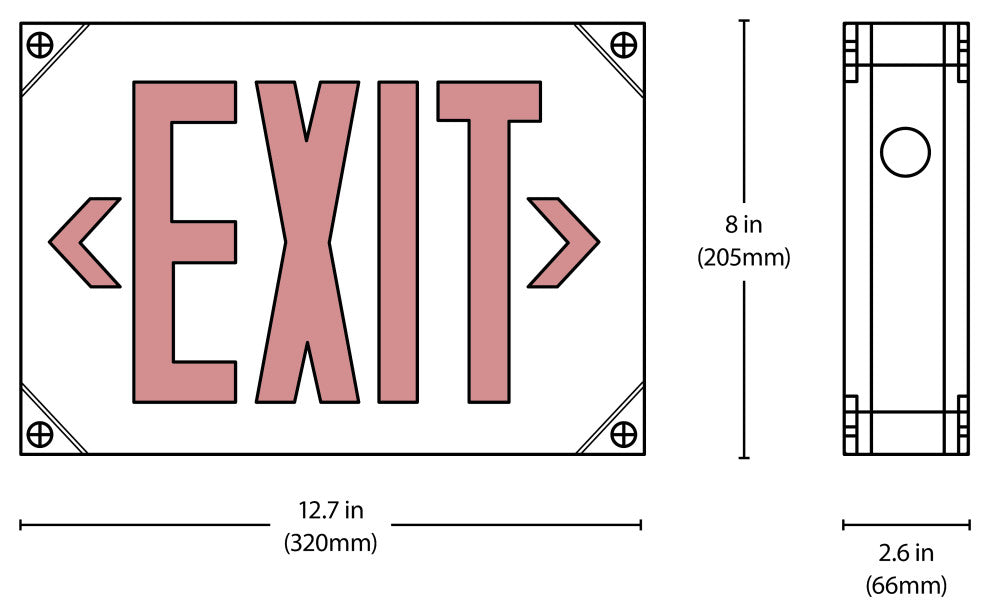 EXL5 Series LED Outdoor Emergency Exit Sign, Red Lettering