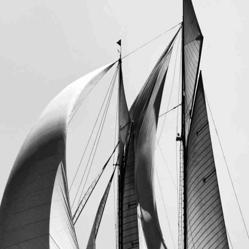 30" Black and White Sailboat Giclee Wrap Canvas Wall Art