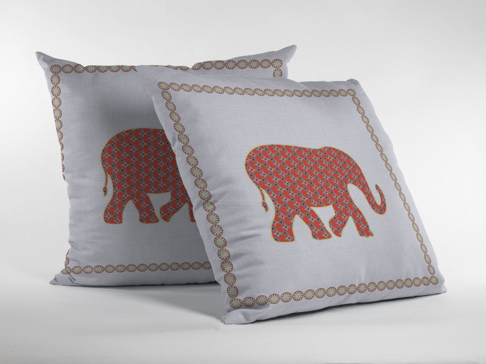20 Orange White Elephant Boho Suede Throw Pillow