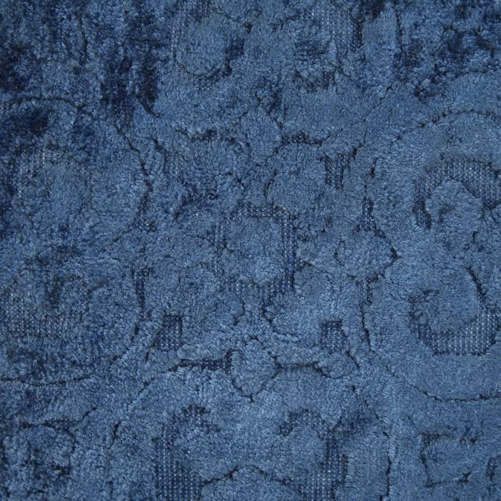 Deep Blue Traditional Textured Medallion Throw Pillow, Blue, 20"x20", Cover Only