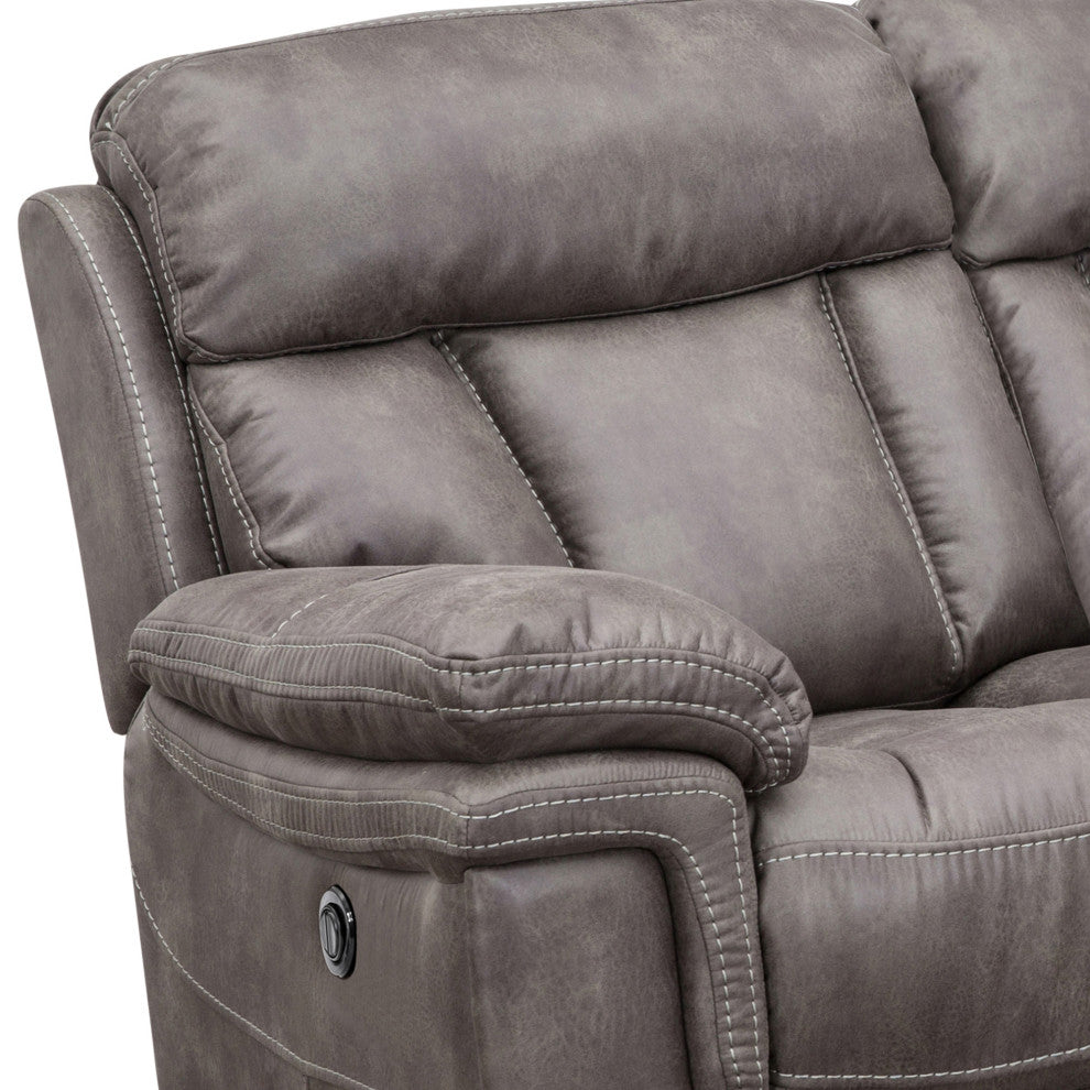 Estelle Power Reclining 2 Piece Sofa and Recliner Set, Gunmetal Fabric