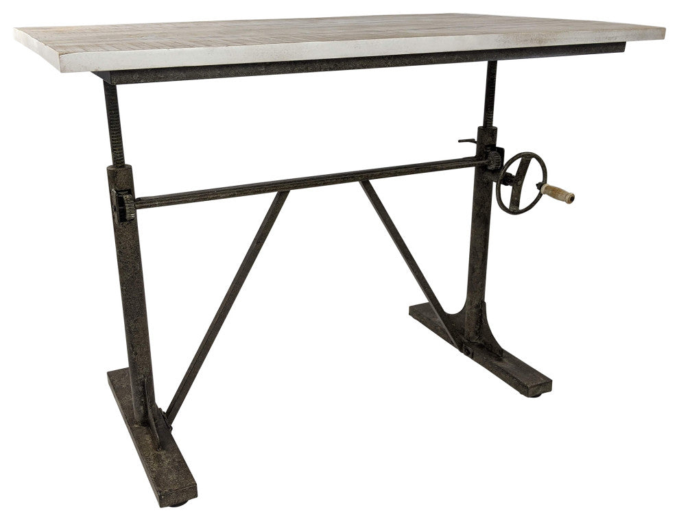 Brio Sit or Stand Adjustable Desk, Natural Driftwood/Aged Iron