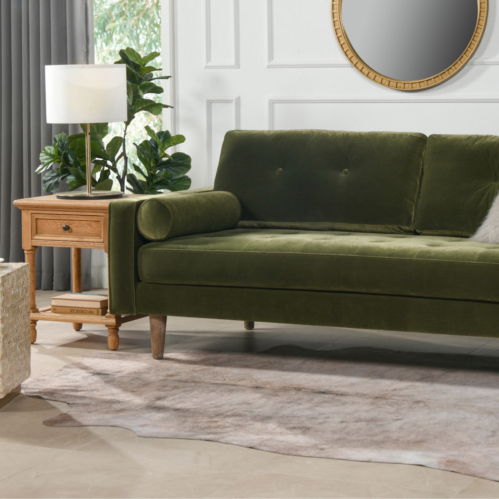 Nicholas 84.5" Mid-Century Modern Sofa, Olive Green Performance Velvet