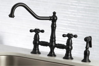 Kingston Brass Bridge Kitchen Faucet With Sprayer, Matte Black