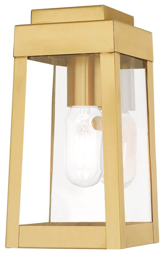 Livex Oslo 1 Light 10" Tall Satin Brass Outdoor Wall Lantern