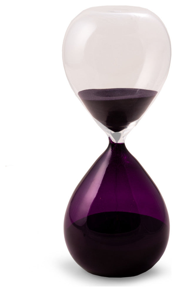60 Minute Purple and Clear Glass Sand Timer Wih Purple Sand