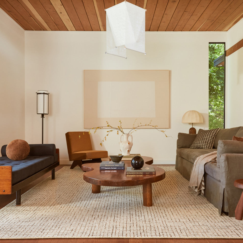 Melrose Checked Wool Area Rug, Cream 8'x10'