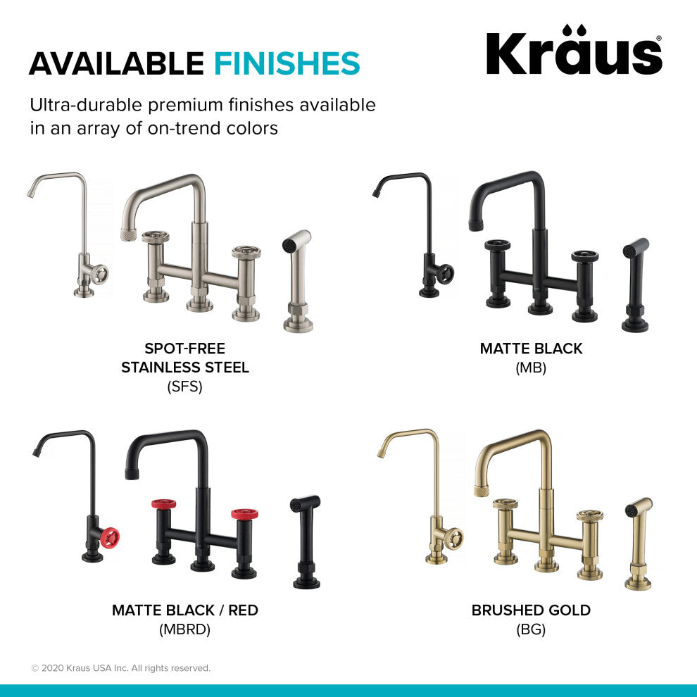 Urbix Bridge Kitchen Faucet, Spot Free Stainless Steel, Water Dispenser Ff-101