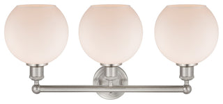 Athens 3-Light 26" Bath Vanity Light, Satin Nickel, Matte White