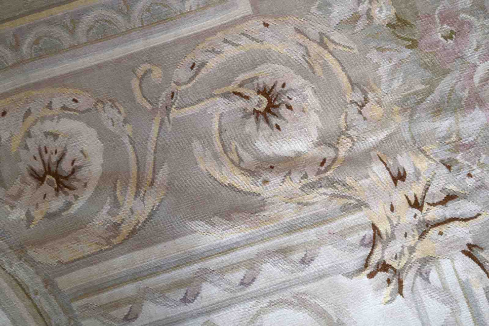 Handmade Vintage French Aubusson Rug 8.7'x12.2', 267cmx373cm 1970s
