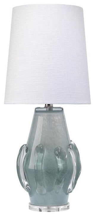 Pale Blue Art Glass Abstract Tapered Table Lamp 27in Modern Slim Vertical Ribbon