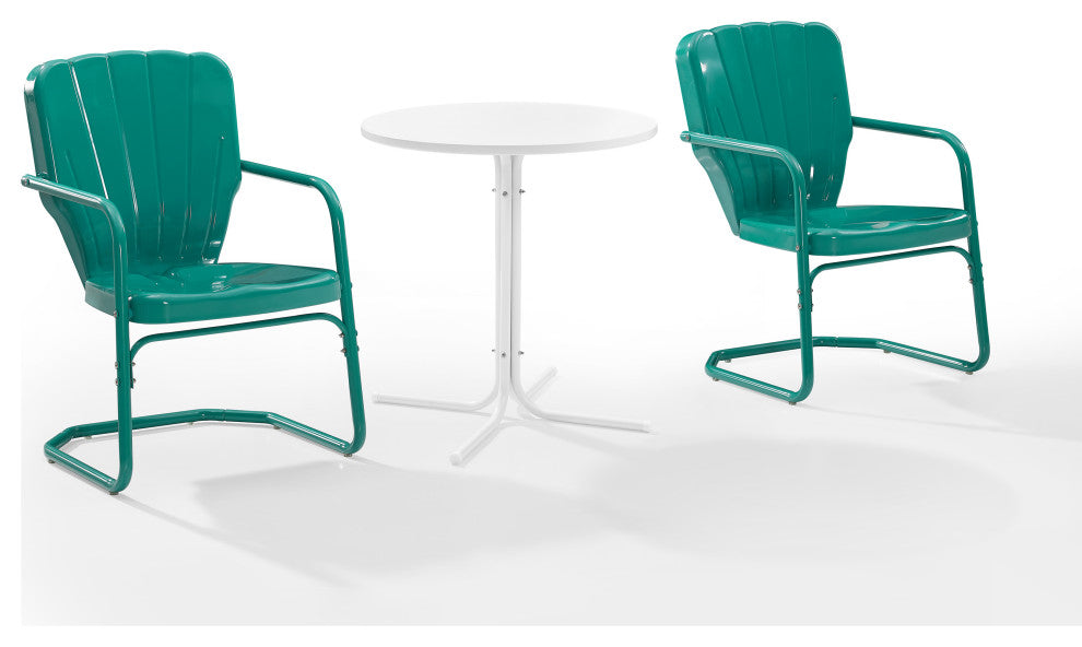 Ridgeland 3-Piece Outdoor Bistro Set, Turquoise Gloss