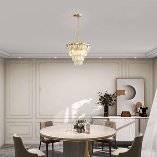 Abigil Gold 4-light Crystal Glass Prism 4-tier Chandelier