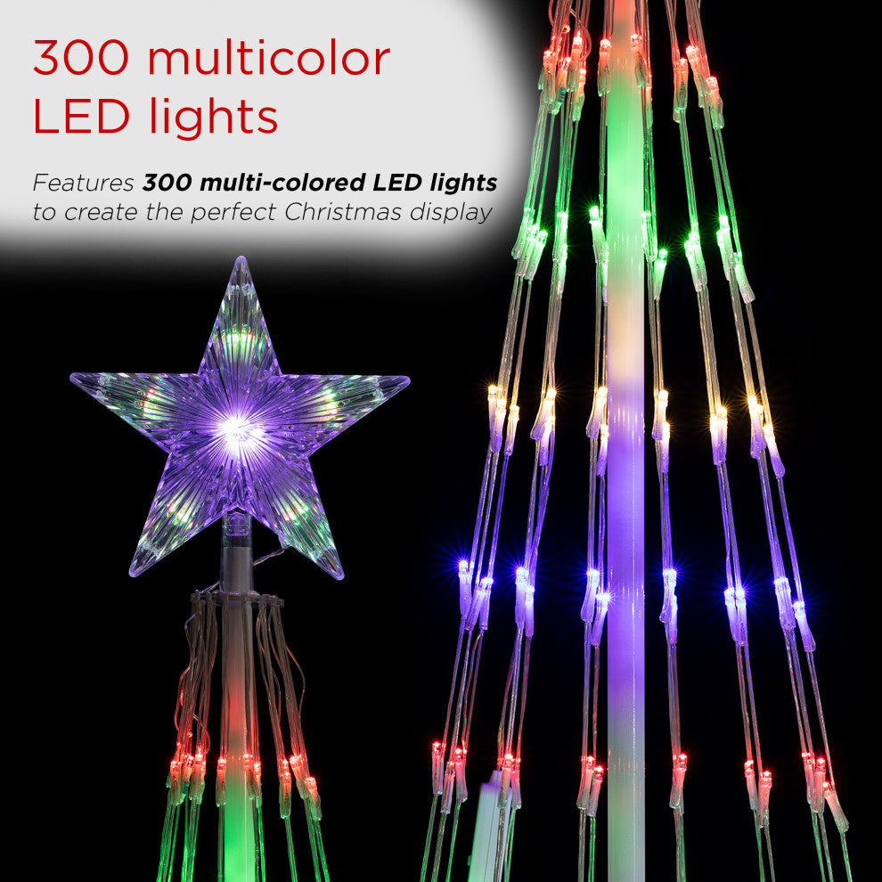 86"H Indoor Artificial Christmas Tree with Multi-Colored Lights and Star Topper