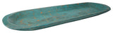 Extra Long Rustic Farmhouse Primitive Wooden Dough Bowl, Turquoise, Long