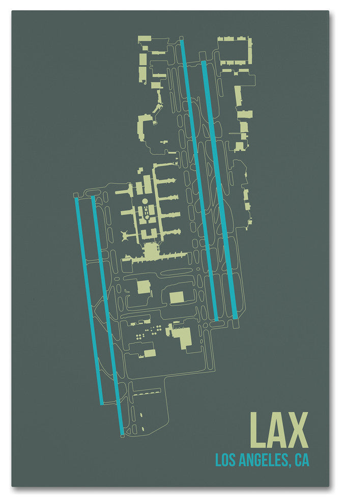 08 Left 'LAX Airport Layout' Canvas Art, 32 x 22