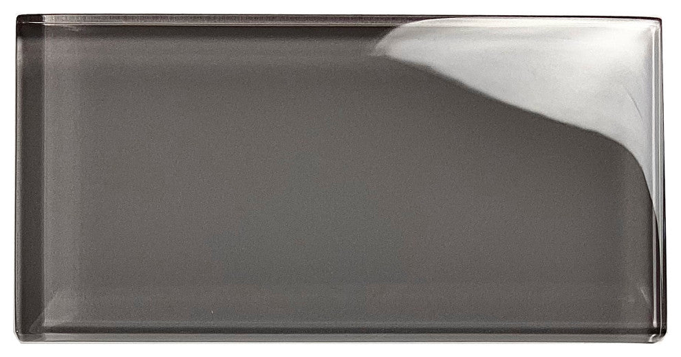 Metro 3" x 6" Glossy Glass Subway Wall Tile,Pebble Gray, Sample