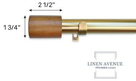 Linen Avenue Wood Cylinder Single Curtain Rod Set,28 to 48-Inch,Antique Silver