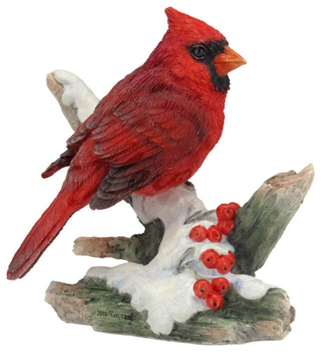 Cardinal with Berries on Snowy Branch Figurine
