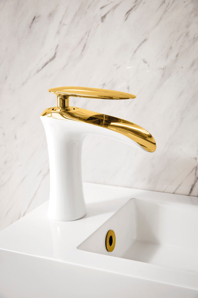 Chianti 16" Vanity, Glossy White, White Glossy Resin Countertop