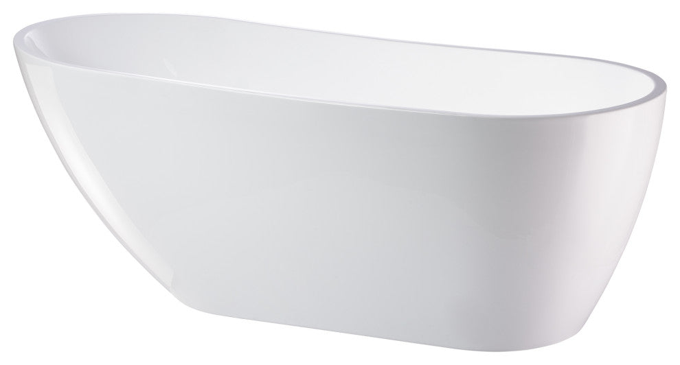 Vanity Art Freestanding Acrylic Soaking Bathtub, White/Integrated Overflow, 67"