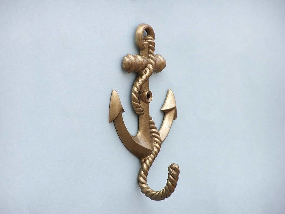 Antique Brass Anchor With Rope Hook 5"
