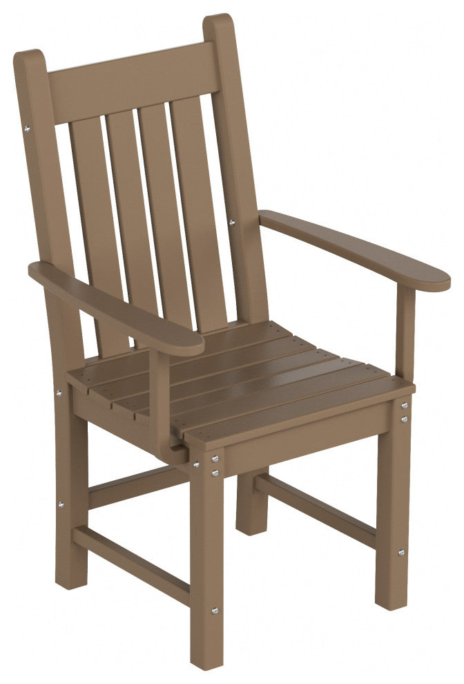 WestinTrends Patio Garden Poly Lumber Dining Arm Chair Indoor Outdoor Furniture, Weathered Wood