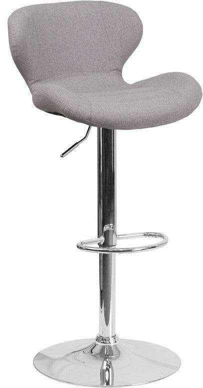 Estella Aila Mid-Back Gray Fabric Swivel Adjustable Barstool