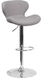 Estella Aila Mid-Back Gray Fabric Swivel Adjustable Barstool
