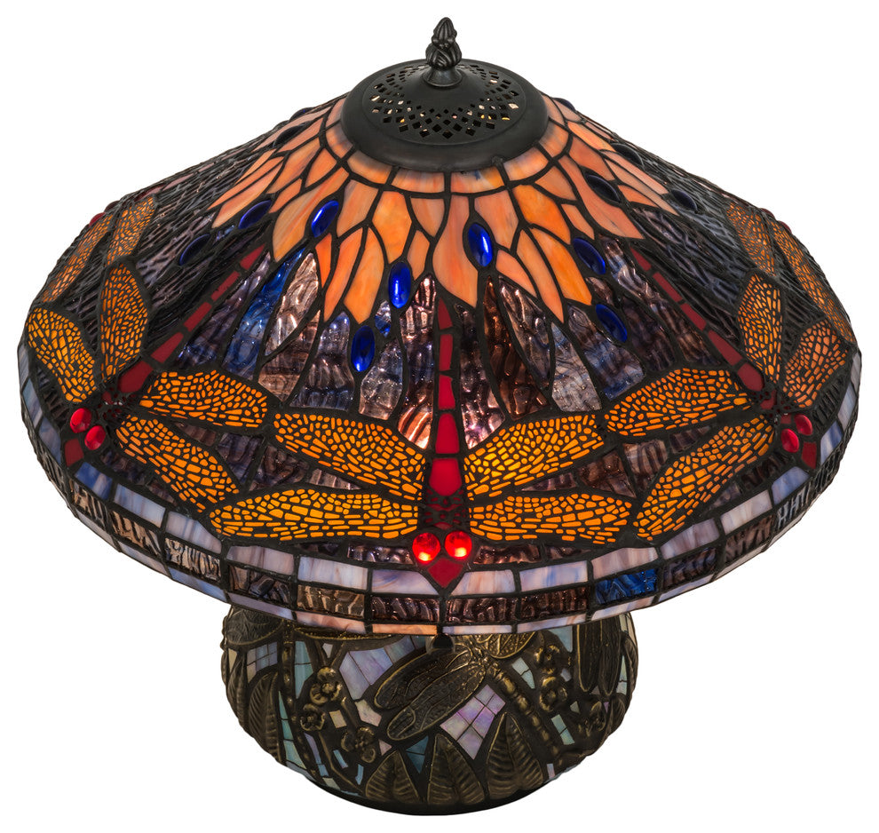 16 High Tiffany Hanginghead Dragonfly Cone Table Lamp