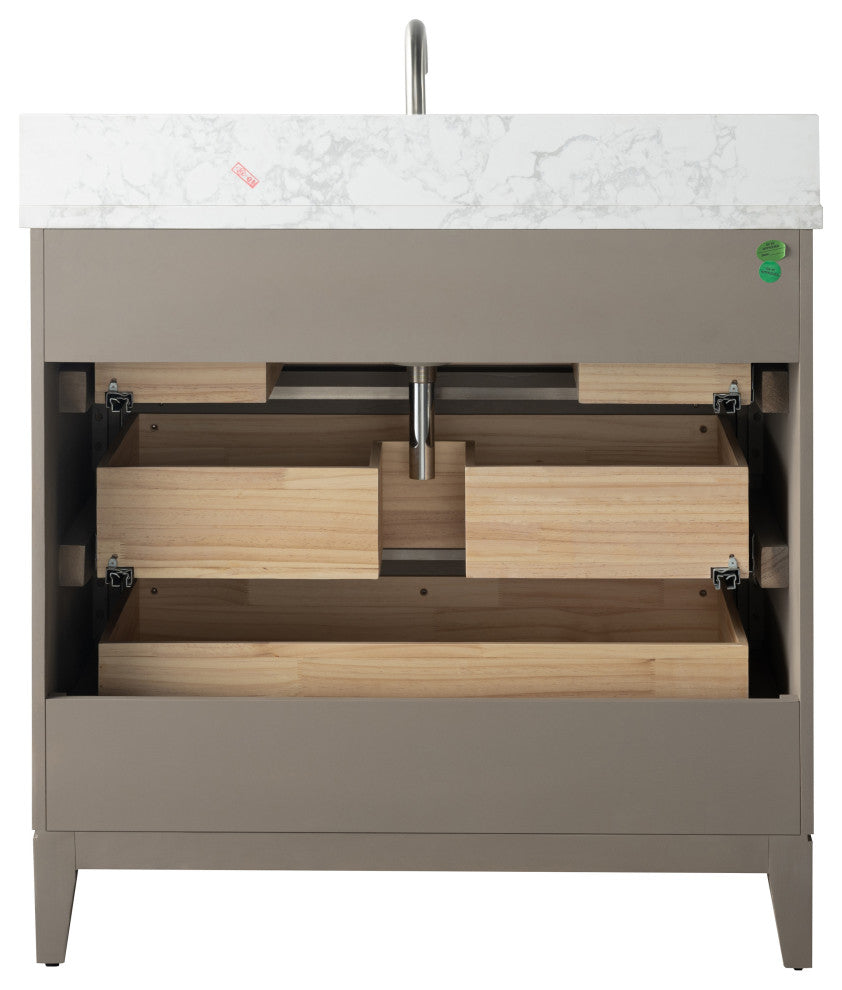 Vanity Art Bathroom Vanity With Sink, Driftwood Gray, 36" Single