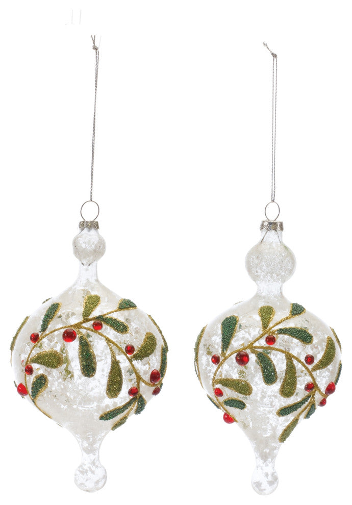 Beaded Glass Mistletoe Ornament, Set of 6