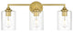 3 Light Brass And Clear Bath Sconce