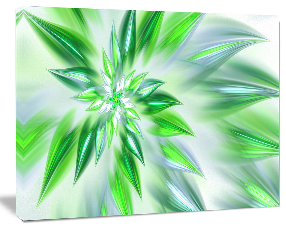 Exotic Dance of Green Petals, Floral Canvas Art Print, 40"x30"