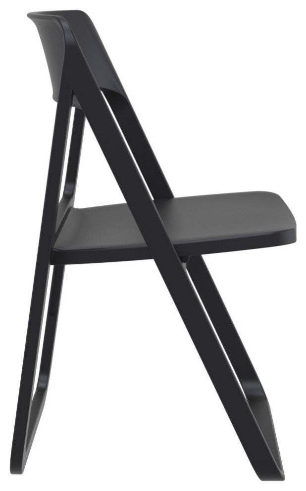 Dream Folding Outdoor Bistro Set With White Table and 2 Black Chairs