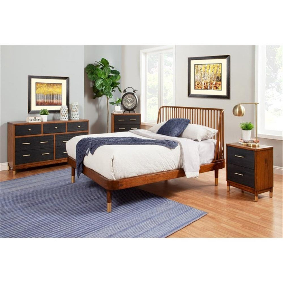 Alpine Furniture Belham 3 Drawer Small Wood Chest in Dark Walnut (Brown)