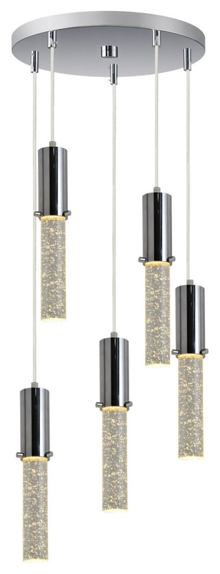 Woodbridge Lighting Pixie Chrome LED Pendant, 5l - 14"d