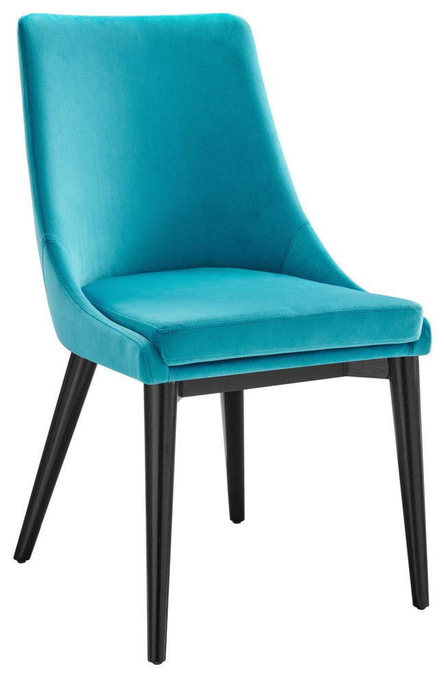 Viscount Accent Performance Velvet Dining Chairs, Set of 2, Blue