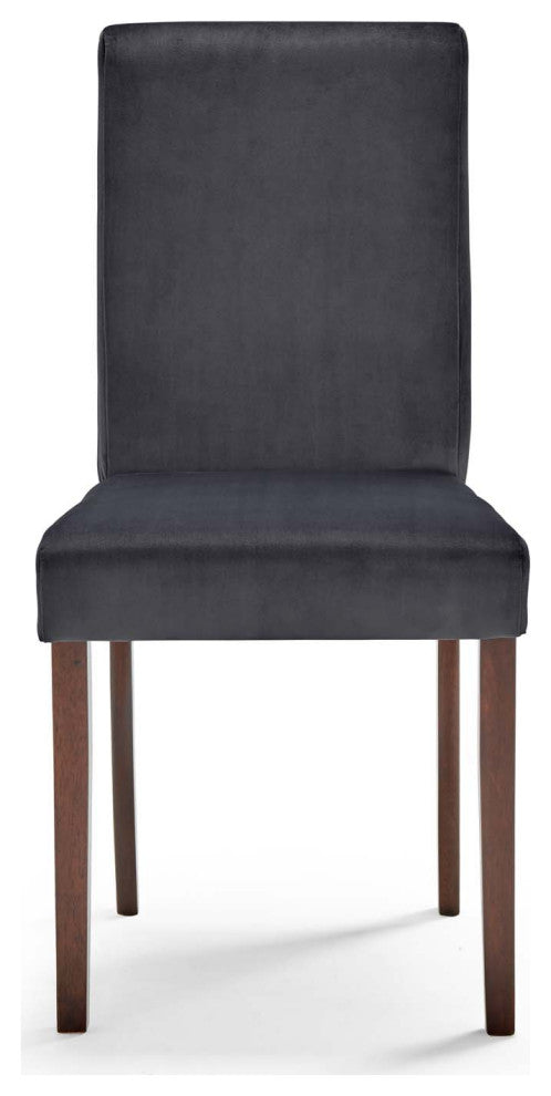 Side Chair and Table Set, Velvet, Drak Brown Gray, Cafe Bistro Restaurant