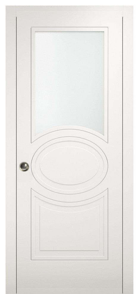 Sliding Pocket Door Opaque Glass / Mela 7012 Matte White, 36" X 96"