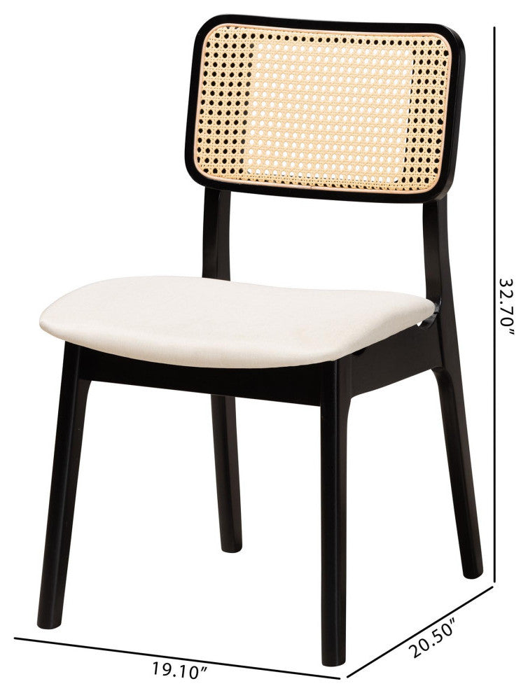 Dian 2-Piece Dining Chair Set, Cream/Black