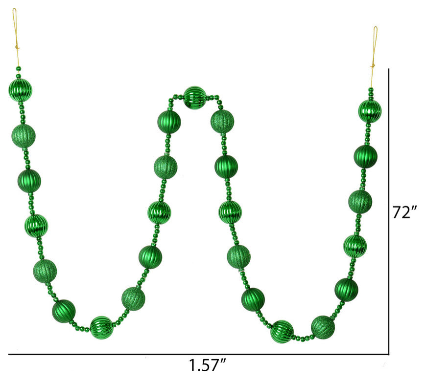 6'' Green Stripe Ball Ornament Garland