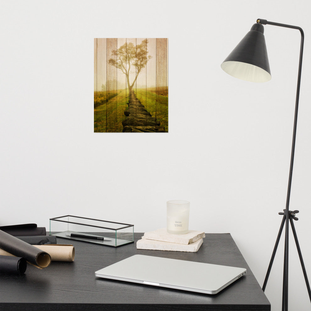 Faux Wood Calming Morning Landscape Photo Unframed Wall Art Prints, 11" X 14"