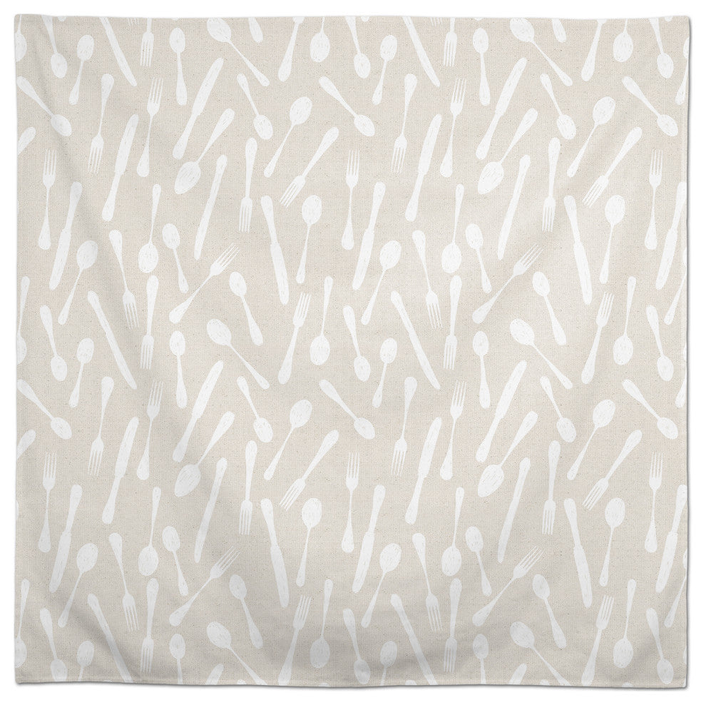 Sketchy Kitchen Utensils White 2 58x58 Tablecloth