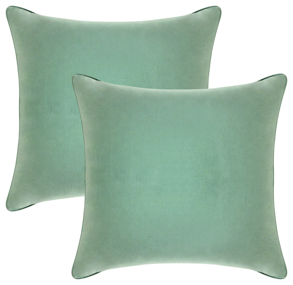 A1HC Soft Velvet Pillow Covers, YKK Zipper, Set of 2, Como Green, 24"x24"