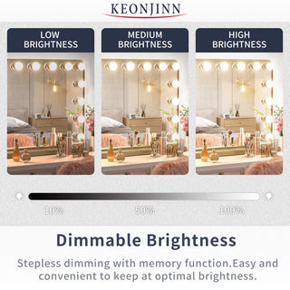 Hollywood Vanity Mirror, Lights,3 Color Lighting Modes, Memory, Gold, 24x32