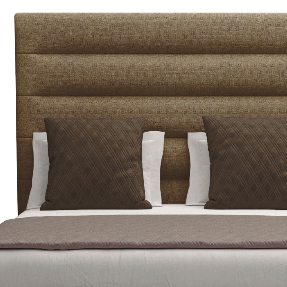 Nativa Interiors Moyra Horizontal Channel Bed, Brown, King, Medium 67"