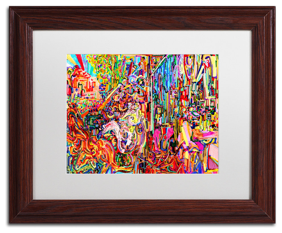 Josh Byer 'Awe Rides A Burning Steed' Art, Wood Frame, White Mat, 14x11