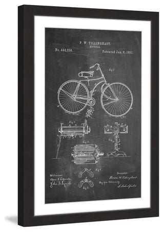 "Bicycle 1891 Chalk" Framed Painting Print